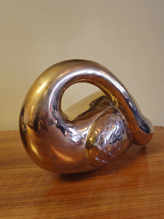 Image 1 of Vintage Zware Messing Zwanen Zwaan Vogels Beelden