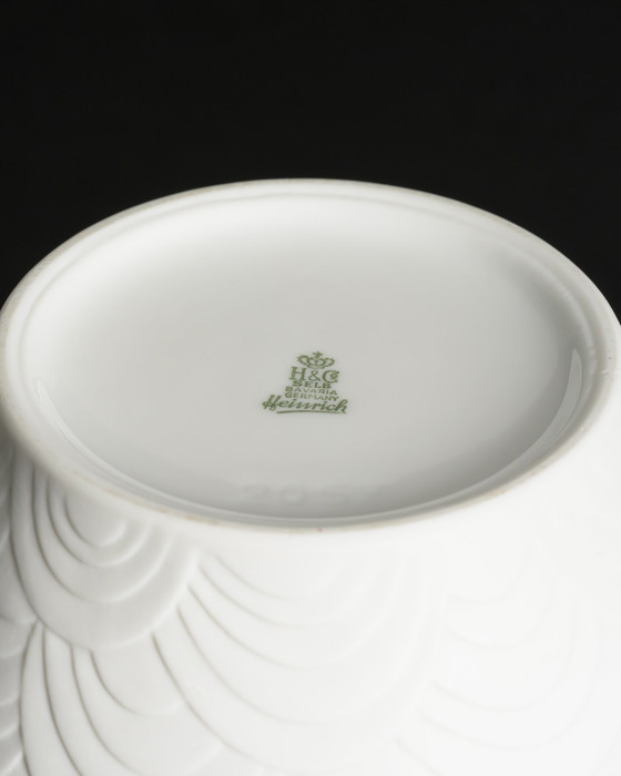 Image 1 of XL Heinrich Bisque Porcelaine Vase Duo Vintage 60s Design Op-Art Relief Art Déco