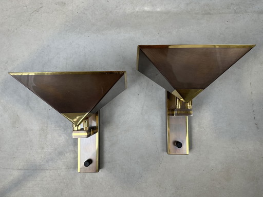 2x Vintage design wall lamps bronze