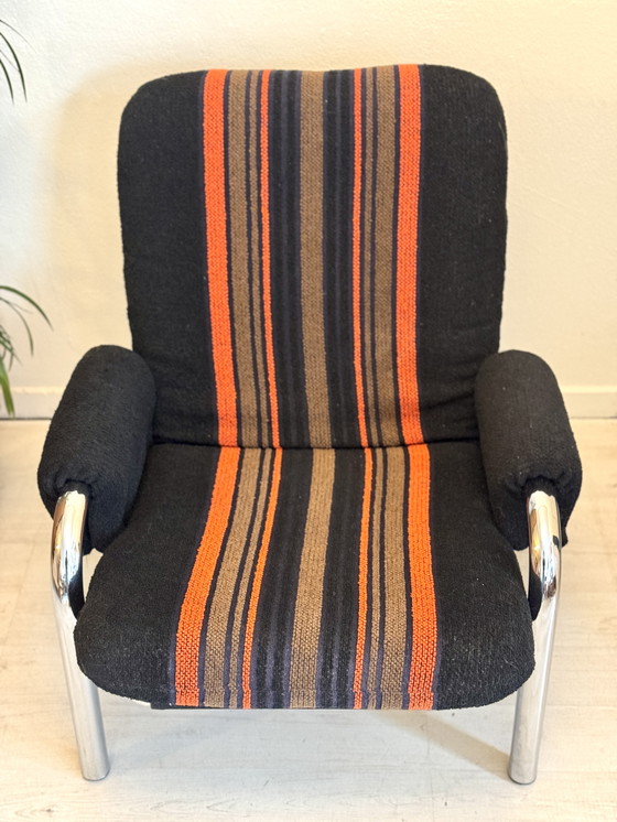 Image 1 of Fauteuils vintage à structure tubulaire chromée épaisse, années 1970