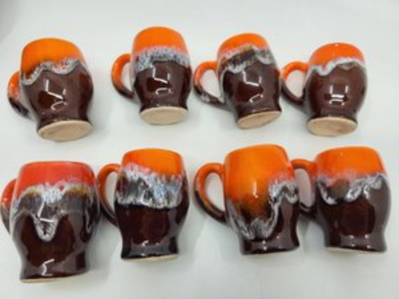 Image 1 of Vallauris keramiek koffieservies Frankrijk Côte-d'Azur 1960 vintage Set van 9