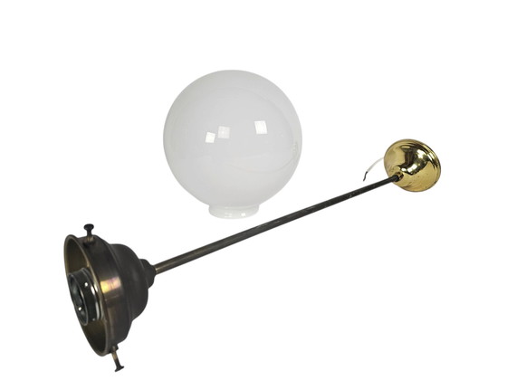 Image 1 of Giso Gispen - hanglamp  - opaalglas - messing - 3e kwart 20e eeuw 