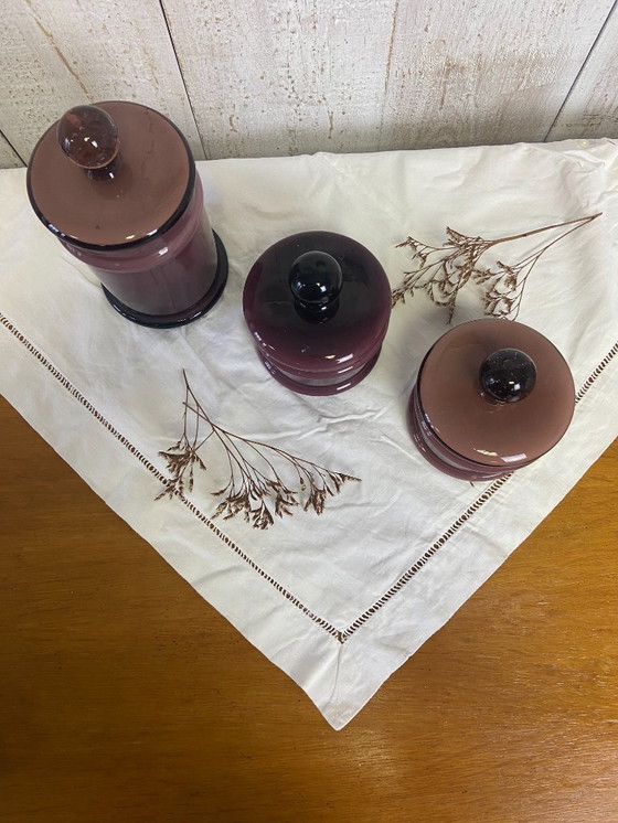 Image 1 of Set di 3 bicchieri vintage in vetro opalino