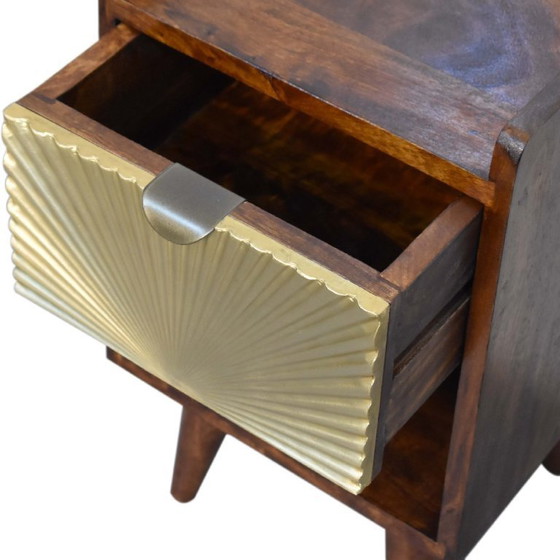 Image 1 of Hotel Chic Nightstand – Mini Manila Gold Bedside Table