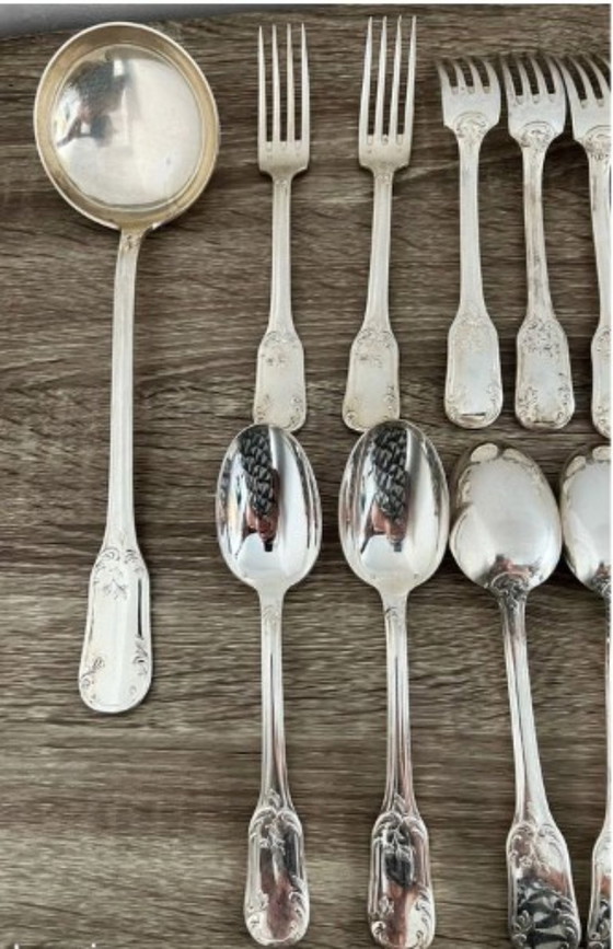 Image 1 of 37-delige verzilverde bestekset van Emile Bergeron, voorzien van keurmerk.