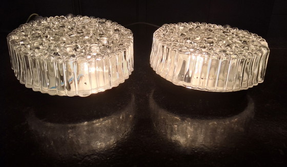 2 Vintage "bubble" glass ceiling or wall lights; Helena Tynell 1960s – Glashütte Limburg, Metal (photo 13 of 15)
