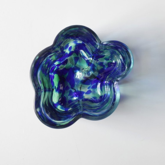 Vaso in Vetro Scandinavo Vintage Pauline Cloud / Blu e Verde / Rune Strand per Sea Glasbruk / Svezia / Anni (photo 9 of 12)