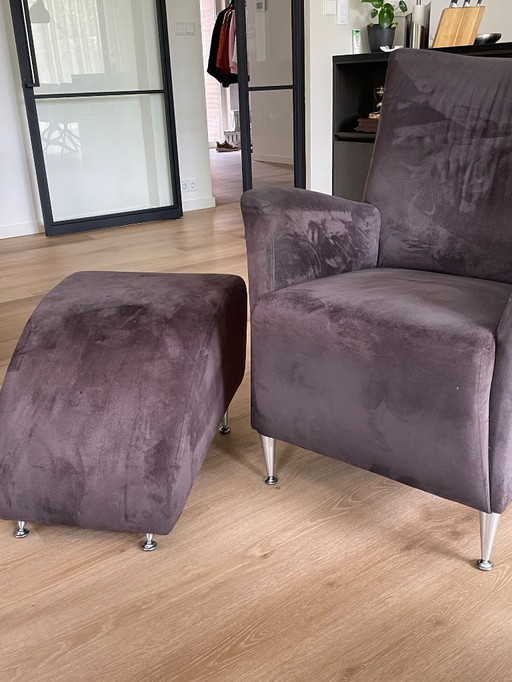 2 Laauser armchairs with footstools