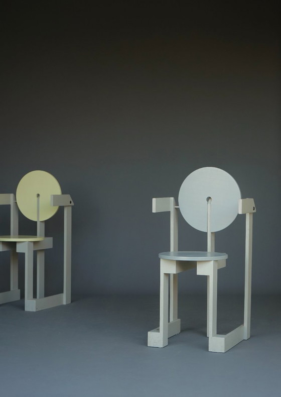 Image 1 of Rare pair of 'Plakhout' side chairs by Henk Lampe, 1979