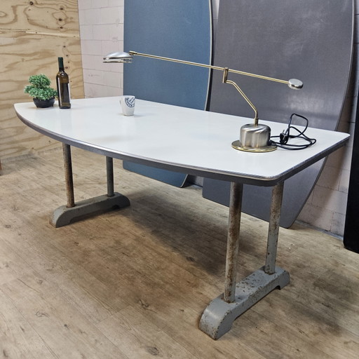 Vintage (50s) Industriële Tafels / Tafelbladen (Gispen Stijl) Werk Tafels (4x) Prijs Per Stuk – bureau, Metal (photo 2 of 15)