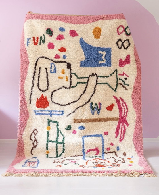 Image 1 of Einzigartiger, handgeknüpfter Wollteppich (2 m x 3 m) im tropischen skandinavischen Stil