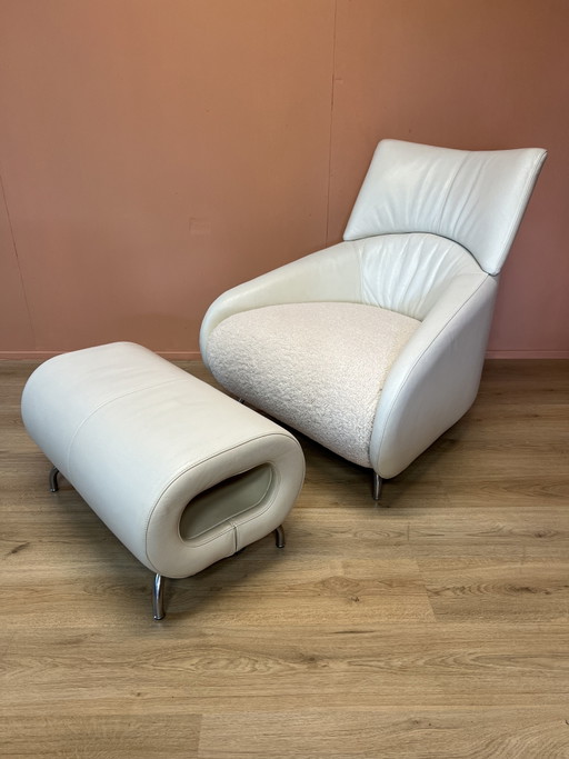 Fauteuil Leolux Solymi avec repose-pieds – récemment retapissé – un classique du design