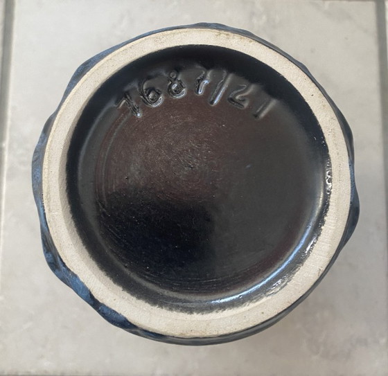 Image 1 of Blue and red vase by Uberlacker keramic West Germany 1970s