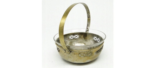 Sucrier en laiton argenté de Berndorf, Allemagne, années 1920 – Accessoires de table, Glass, Silver (photo 4 of 5)