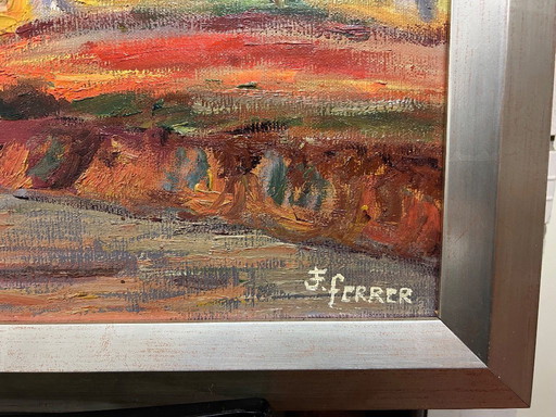 Olieverfschilderij Saapnse kunstenaar F. Ferrer