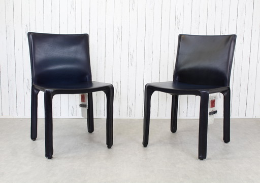 Set Of 2 Cab 412 Chairs Di Mario Bellini Cassina Seats