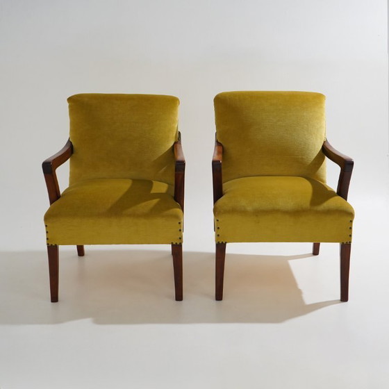Image 1 of Par de sillones de terciopelo, década de 1950.