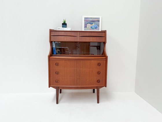 Image 1 of Mid-Century Teak Secretary Desk with Drawers | Gunnar Falsig by Falsig Mobler