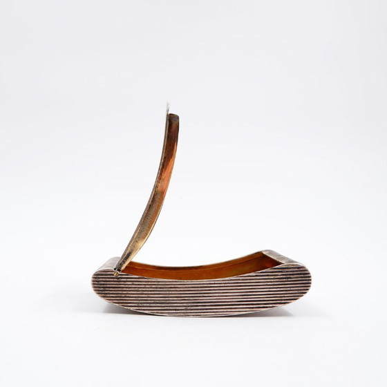 Image 1 of Silver vermeil ribbed pocket snuffbox - 19th century