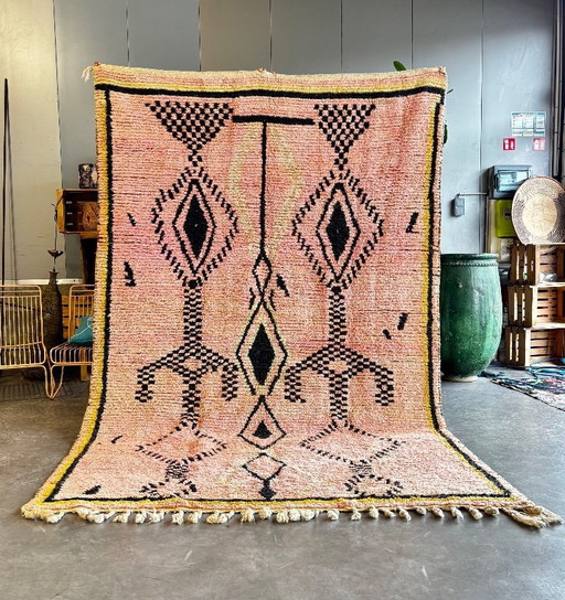 Modern Marokkaans handgemaakt wollen vloerkleed – Roze Berber vloerkleed 200x320 cm