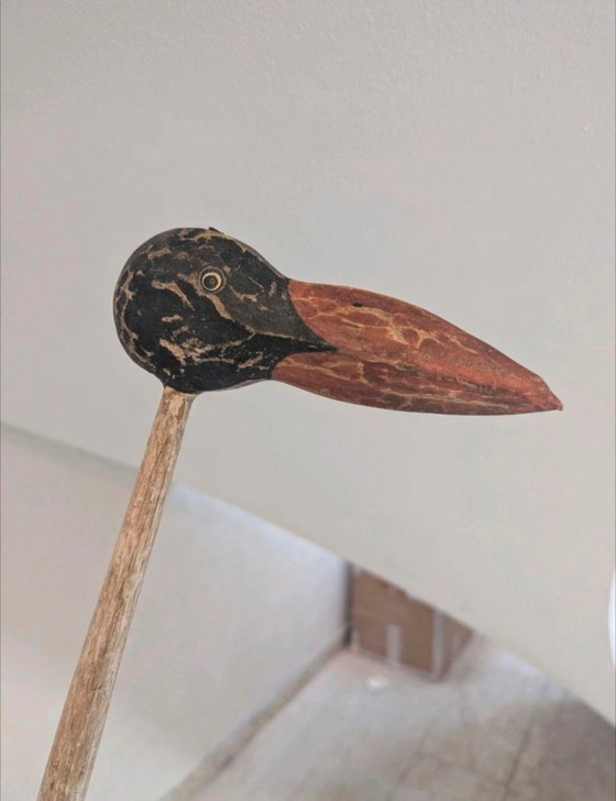 Image 1 of Figura alta in legno Gru Cicogna Shabby Chic 1,5M