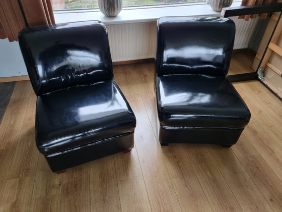 Image 1 of 2x poltrona Kuka PVC nero lucido