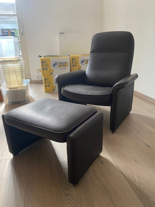 De Sede DS-50 relax fauteuil + ottoman - verstelbare rugleuning - neck leer