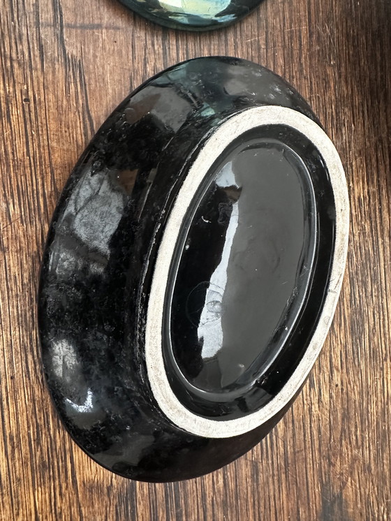 Image 1 of Trio of iridescent black ceramic dishes / Empty Pockets Shell shape