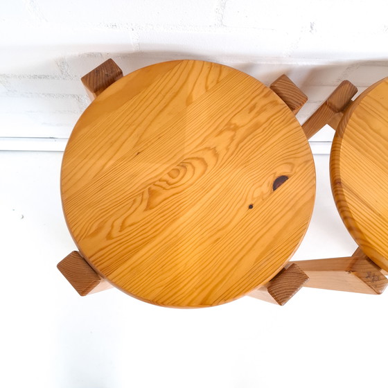 Image 1 of 6x vintage kruk grenenhout jaren 70 mid century modern