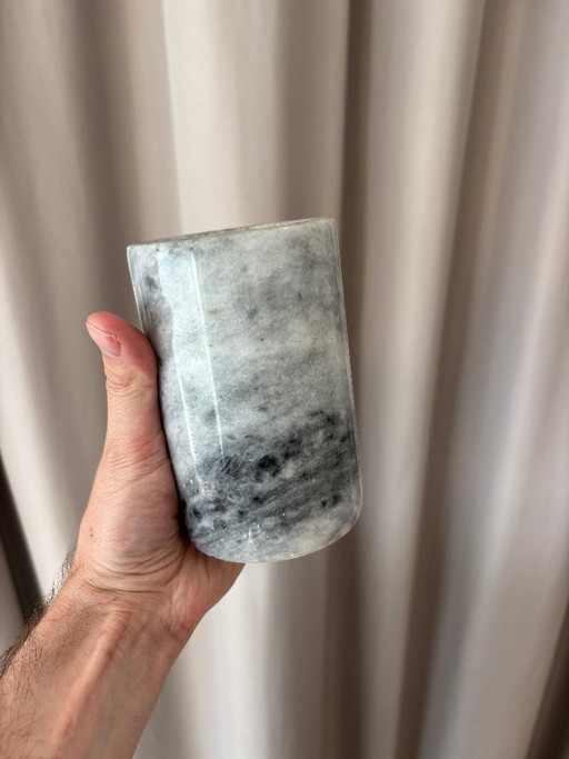 Vase cylindrique vintage en marbre gris – vazen, Marble (photo 2 of 7)