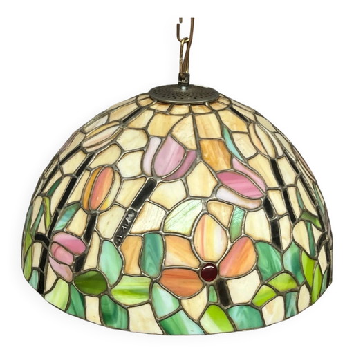Tiffany-style pendant suspension. – kroonluchters, Crystal, Glass, Art Nouveau