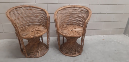 2X Vintage Rattan Chair