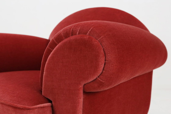 Image 1 of Ensemble de 3 fauteuils en velours rouge Art déco, années 1930