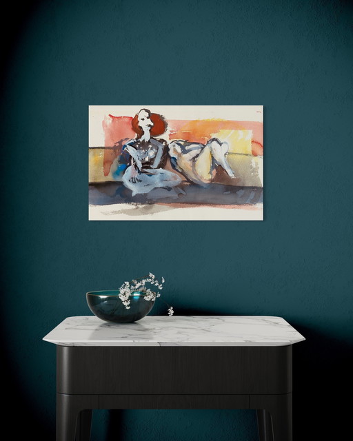 Marcus de Vestele abstract composition with 2 women circa 1975