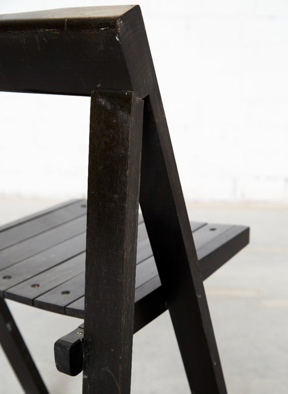 Aldo Jacober Folding Chair Trieste for Alberto Bazzani, Wood, Black, Vintage (photo 5 of 11)