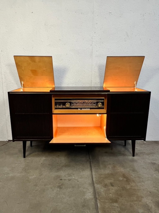 Vintage Audiomeubel / Dressoir Met Verlichting, Prinz, Engeland, 1960's