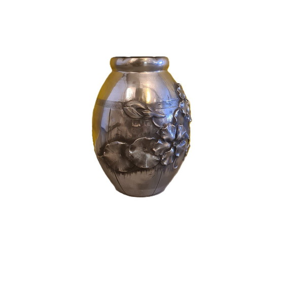 Image 1 of Vaso in peltro Art Déco francese di Lucien Houzeaux, circa 1920