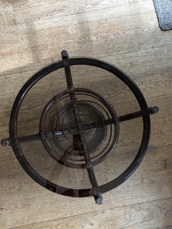 Table basse des années 70 – Tables basses, Glass, Rattan (photo 3 of 5)