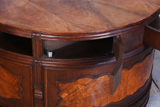 Restored Cubistic Writing Desk, Oak, Walnut, Revived Polish, Czech, 1910s – Metal, Wood (photo 4 of 21)