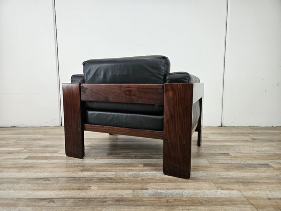 Zwarte Leren Fauteuil met Houten Frame, Gavina, Leer, Mid Century Modern (foto 4 van 10)
