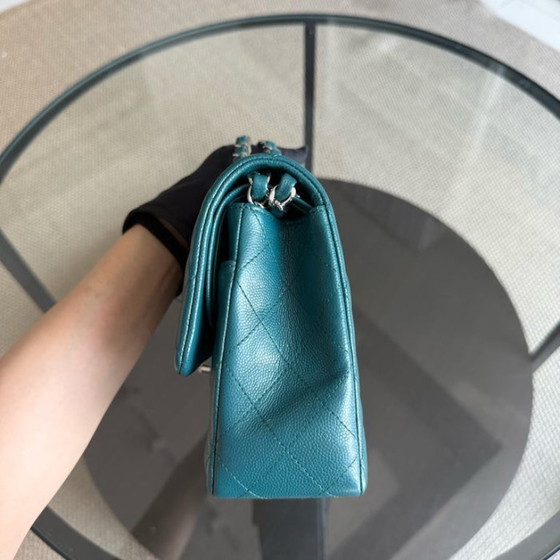 Image 1 of Chanel Classic Flap Medium - Caviar 25CM Quilted Grained Calfskin Blue Silver Hardware Series 26
