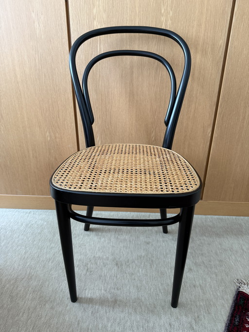 Thonet bentwood chair model 214 black - wickerwork natural