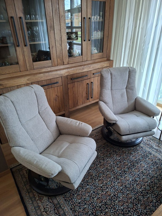 Image 1 of Set Stressless Mayfair Medium Power leg + accu fauleuils met elektrische relax: