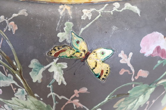 Image 1 of Vaas van keramiek met bloemendecor, Italië, jaren 1980