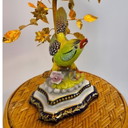 Mangani Italian porcelain bird lamp with gilded parts and original shade