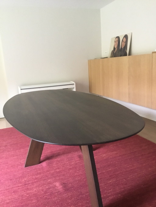 Vintage Solid Wood Oak Oval Table