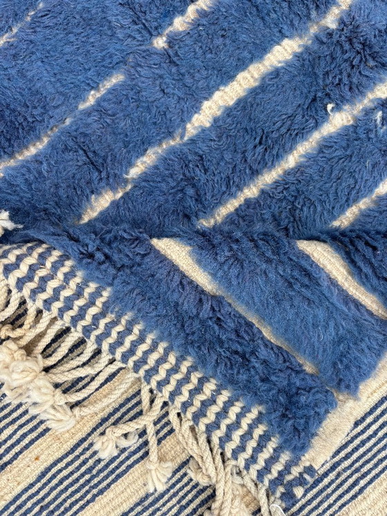 Image 1 of Tapis berbère bleu marocain Mrirt en laine 190x240 cm – Tapis berbère tissé à la main