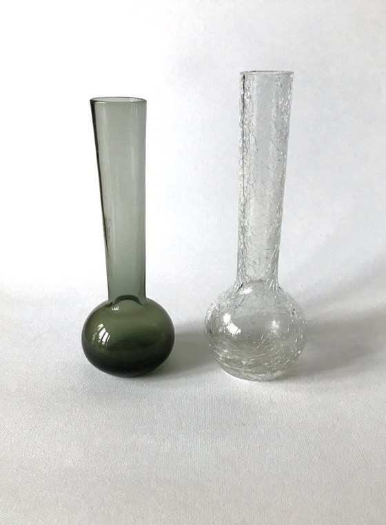 Image 1 of Vintage pair of charming small glass vases