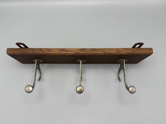 Image 1 of Authentic 1930s coat rack - wood with metal hooks