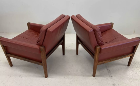 Image 1 of Vintage Danish Lounge Chairs In Rosewood And Leather. 1960s.